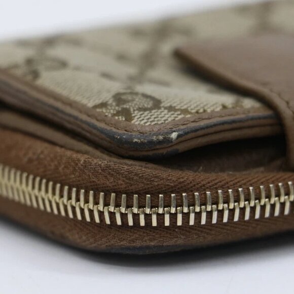 Gucci Beige/Brown GG Canvas and Leather Emblem Zip Mini Wallet - Picture 10 of 13